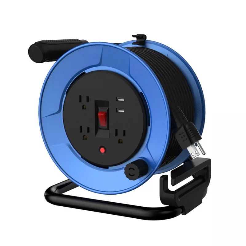 3 Outlets Plastic Usb2.4a Cord Reel 50ft With Overload Protection 3 Outlets Plastic Usb2.4a Cord Reel 50ft With Overload Protection