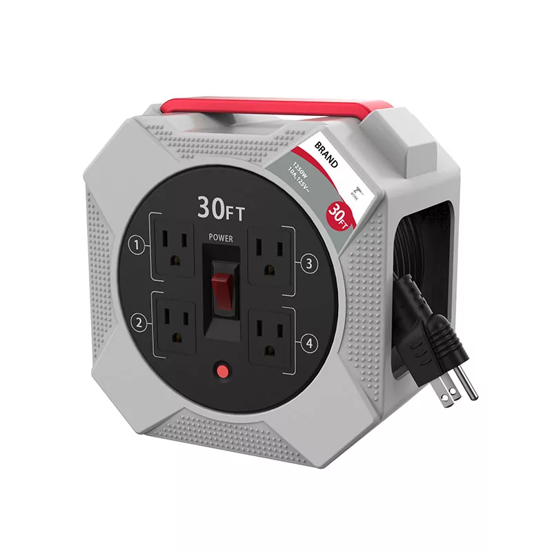 4 Outlets Plastic Cord Reel With Overload Protection 4 Outlets Plastic Cord Reel With Overload Protection